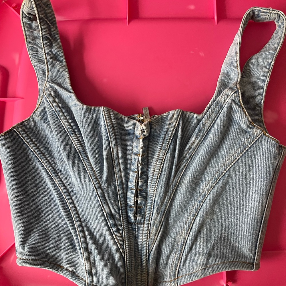 House of CB Light Blue Denim Corset Bodysuit - Picture 2 of 4